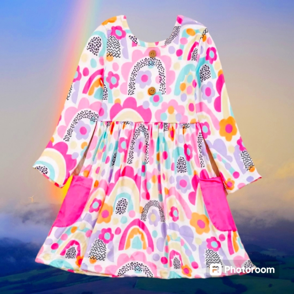 Colorful Rainbow Kids Casual Dress